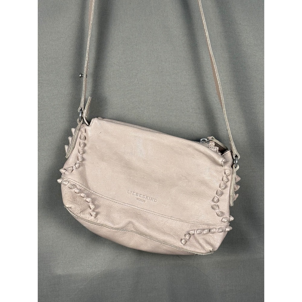 Liebeskind Berlin Sapporo F7 Double Leather Crossbody Bag Beige Studded Women OS